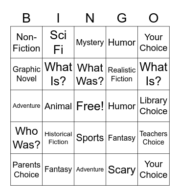 Inspiration Space Library Bingo Card