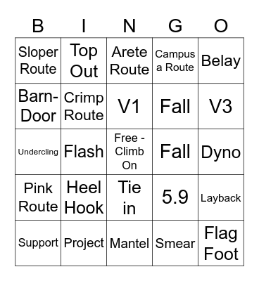 Turkey Climbing Bingo Card