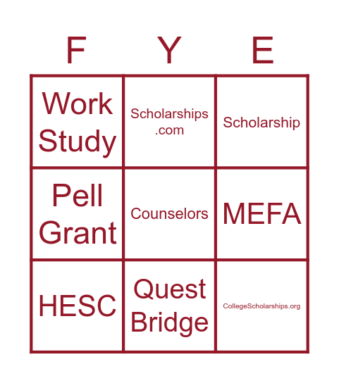 FYE/SFS Bingo Card