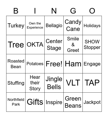 MGM NORTHFIELD PARK HOLIDAY BINGO Card