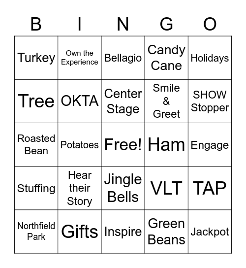 MGM NORTHFIELD PARK HOLIDAY BINGO Card