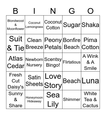 Scentsy Bingo Card