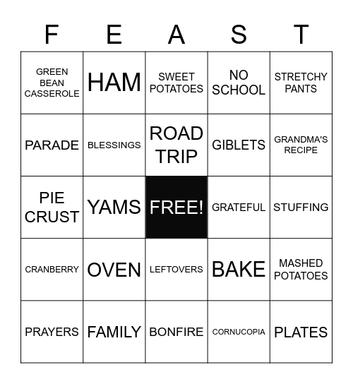 FRIENDSGIVING Bingo Card