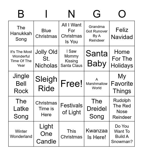 OAG IT Holiday Bingo Card