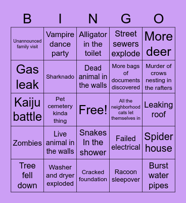 Luna’s House Repair Bingo Card