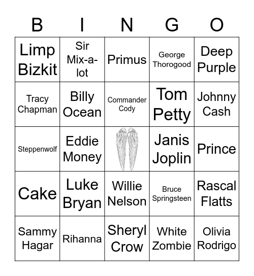 v71 "CAR" SONGS Bingo Card