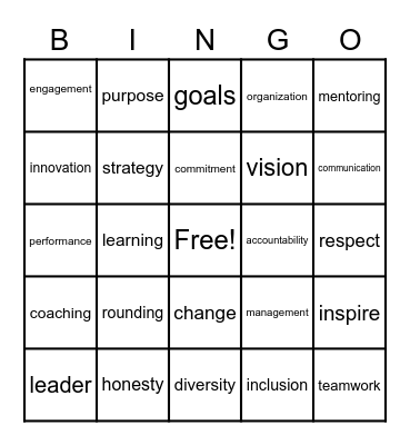 Leadership Bingo Card