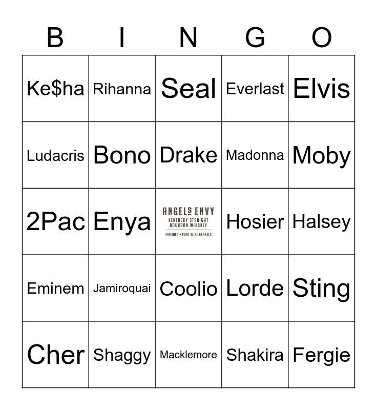 v58 ONENAME SINGERS Bingo Card