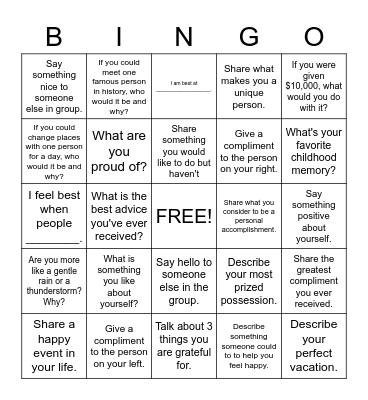 Social Bingo Card