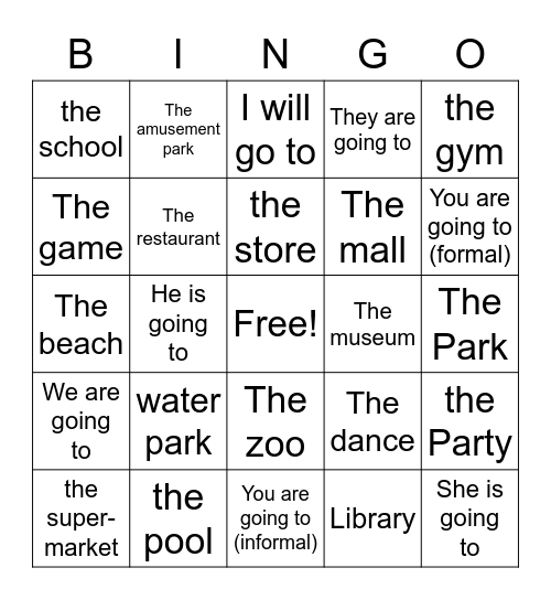 Los Pasatiempos Bingo Card