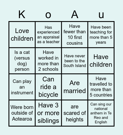 St Joseph's Ko Au! Bingo Card
