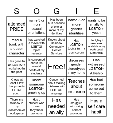 Expansive Schools Bingo Card