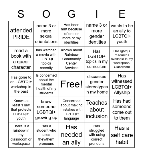 Expansive Schools Bingo Card