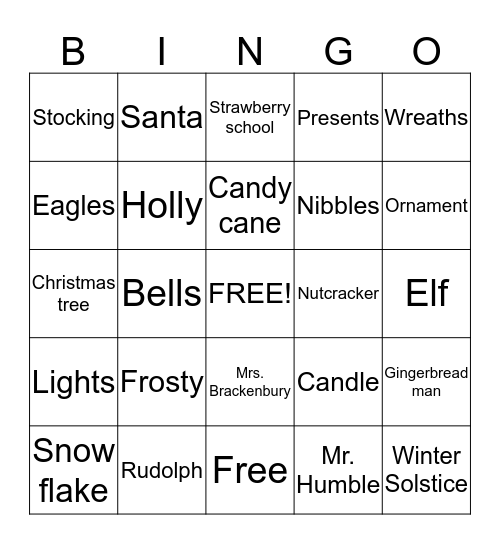 Mrs. Brackenbury's Christmas Bingo Card