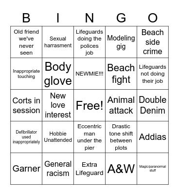 Baywatch Bingo Card