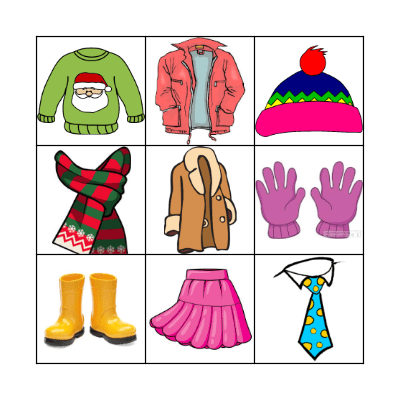 Clothes Bingo Card