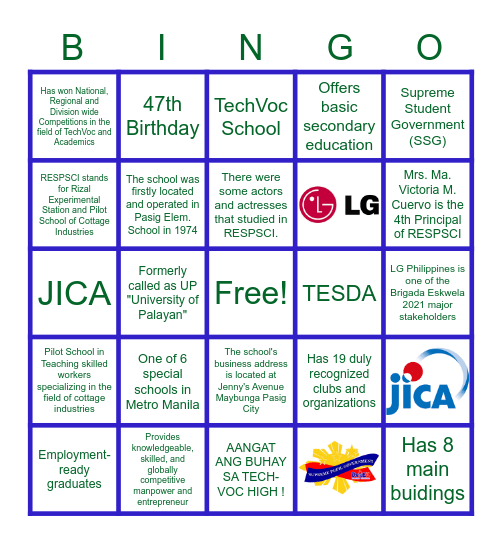 Virtual Festival: Celebrating the 47th Foundation Day of RESPSCI Bingo Card