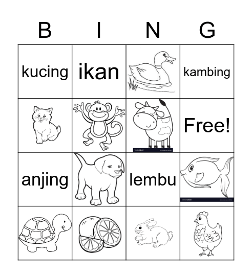 Haiwan Jinak Bingo Card