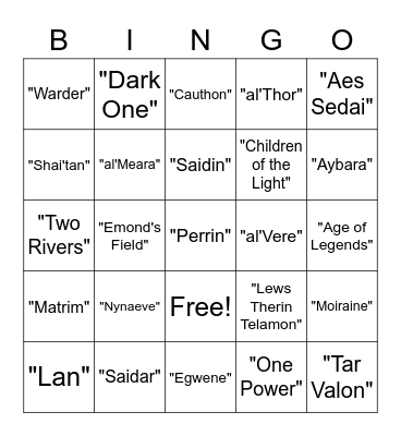 WHEEL OF TIME WATCH PARTY!!! Bingo Card