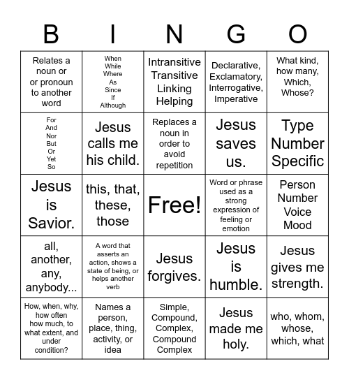 Essentials Bingo Card