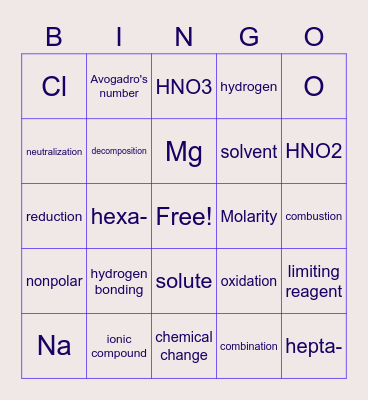 Chem 30A Exam 3 Review Bingo Card