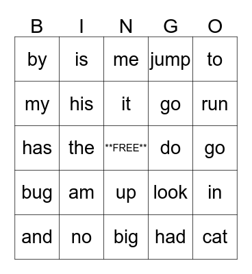 We Love To Read Words! Bingo Card