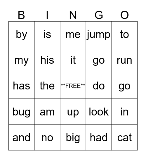 We Love To Read Words! Bingo Card
