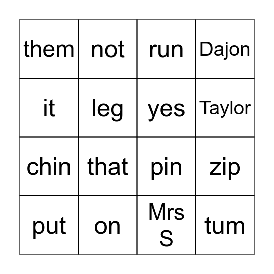 Ditty 2 Bingo Card