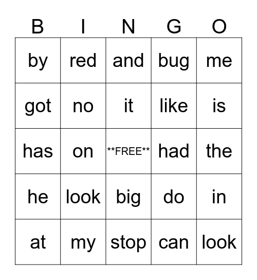 We Love To Read Words! Bingo Card