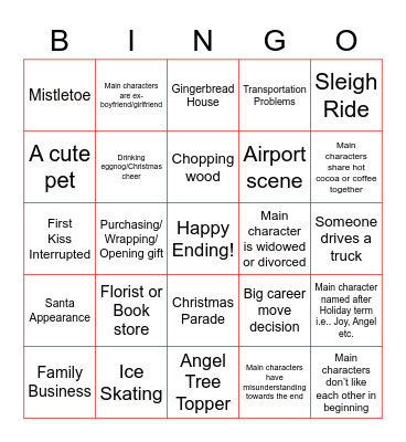Hallmark Christmas Movie Bingo Card