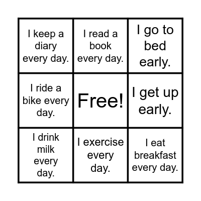 Listening bingo Card