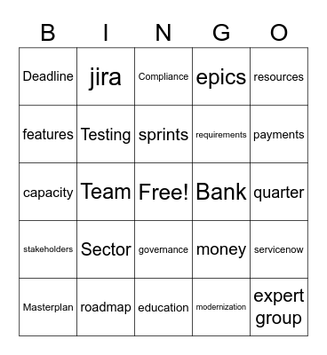 Planning Bingo Card