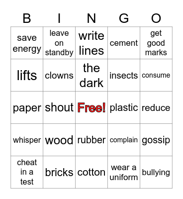 Eyes Open units 5 - 8 Bingo Card