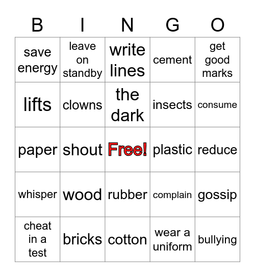 Eyes Open units 5 - 8 Bingo Card