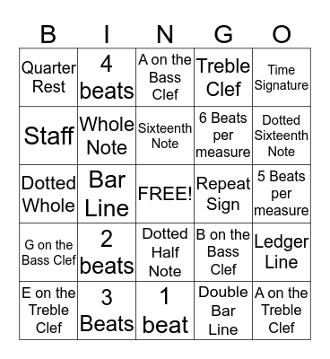 Music Bingo Card