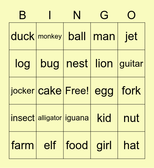 Group Two (A) - BINGO Card