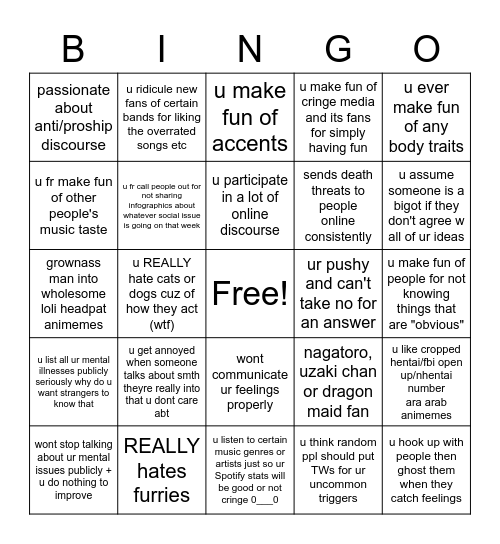 actual red flags Bingo Card