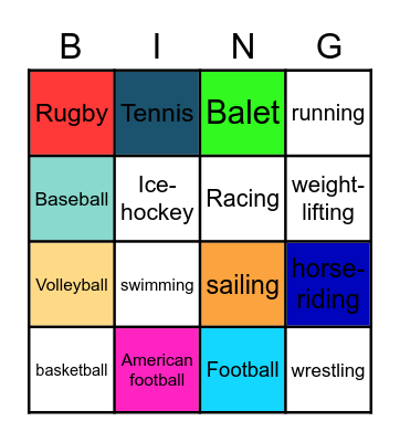 Sports Bingo Card