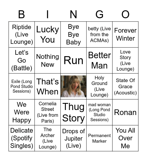 Taylor Swift Bingo - From The Vault Bingo Card