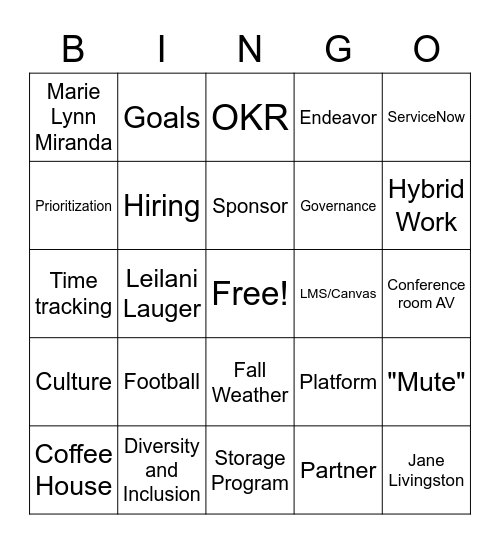 All Hands 11/17/21 Bingo Card
