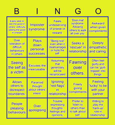 Play People-Pleaser BINGO! Bingo Card