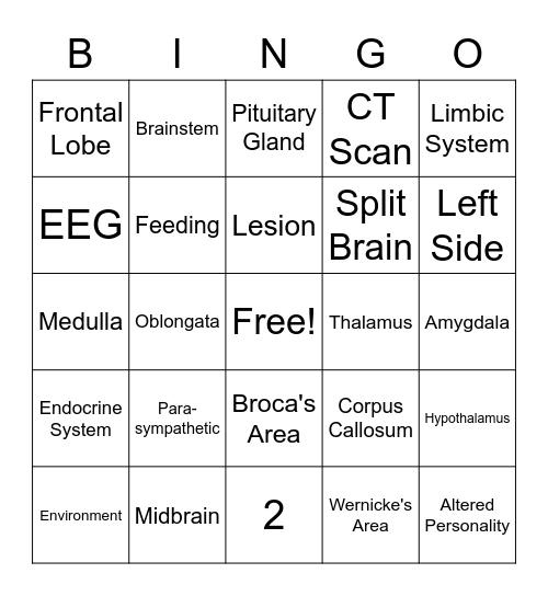 Brain Bingo Card