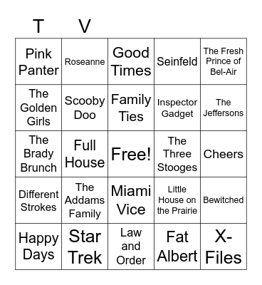 TV Show Bingo Card