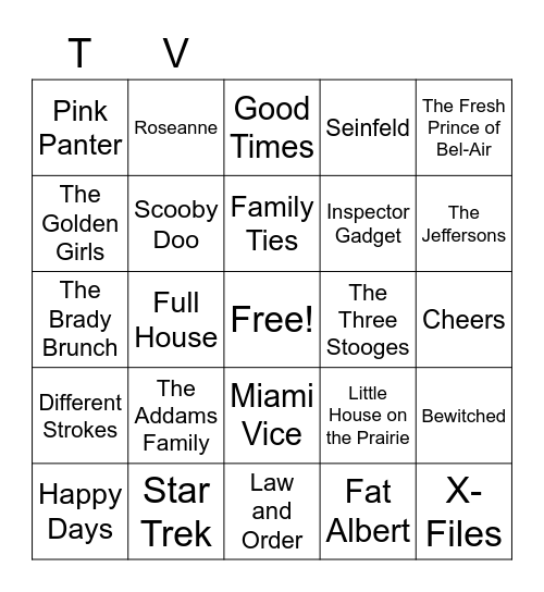 TV Show Bingo Card