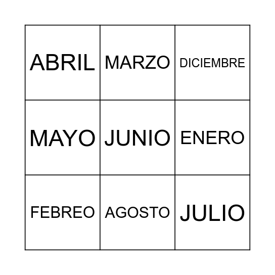 MESES Bingo Card
