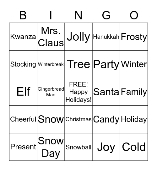 Snowy Bingo Card