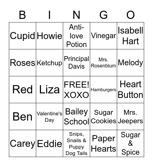 Cupid Doesn't Flip Hangovers Bingo Card