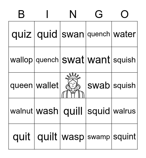 Qu and Wa Bingo Card