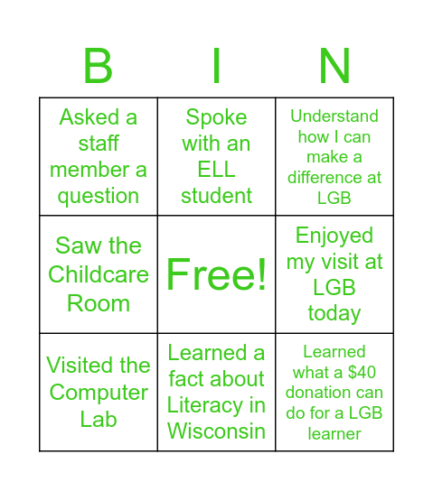 LGB BINGO! Bingo Card