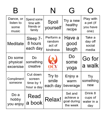 OCV Wellness Bingo Card